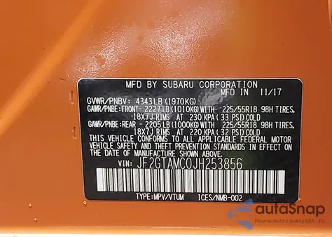 2018 Subaru Crosstrek 2.0I Limited из США, поврежденный, VIN JF2GTAMC0JH253856